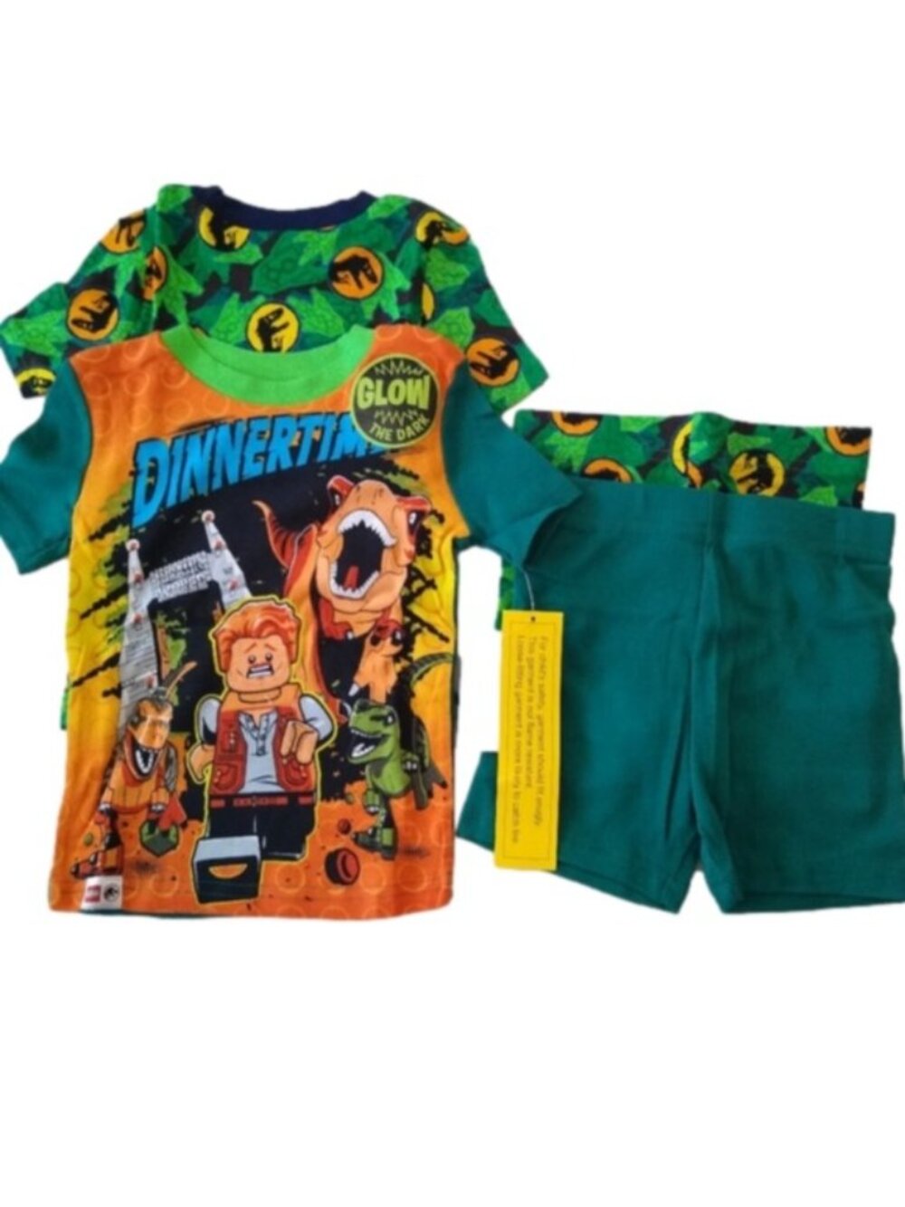 Lego x Jurassic World Dinosaurs 4-piece Pajamas Set Glow in the dark, Size 4